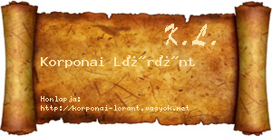 Korponai Lóránt névjegykártya
